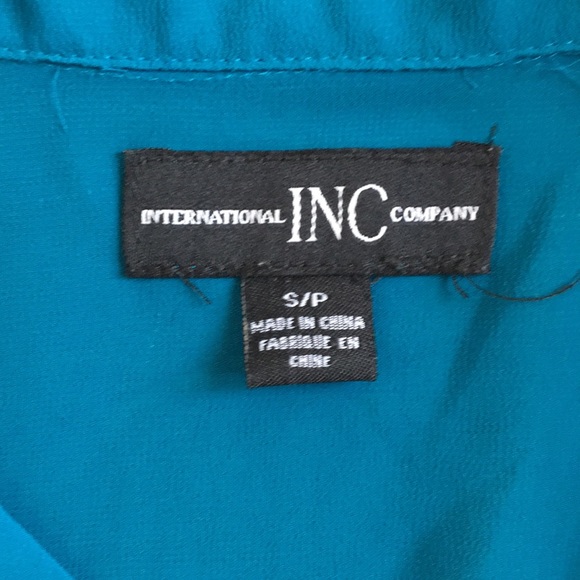 INC aqua/turquoise chiffon blouse Small - Picture 5 of 5